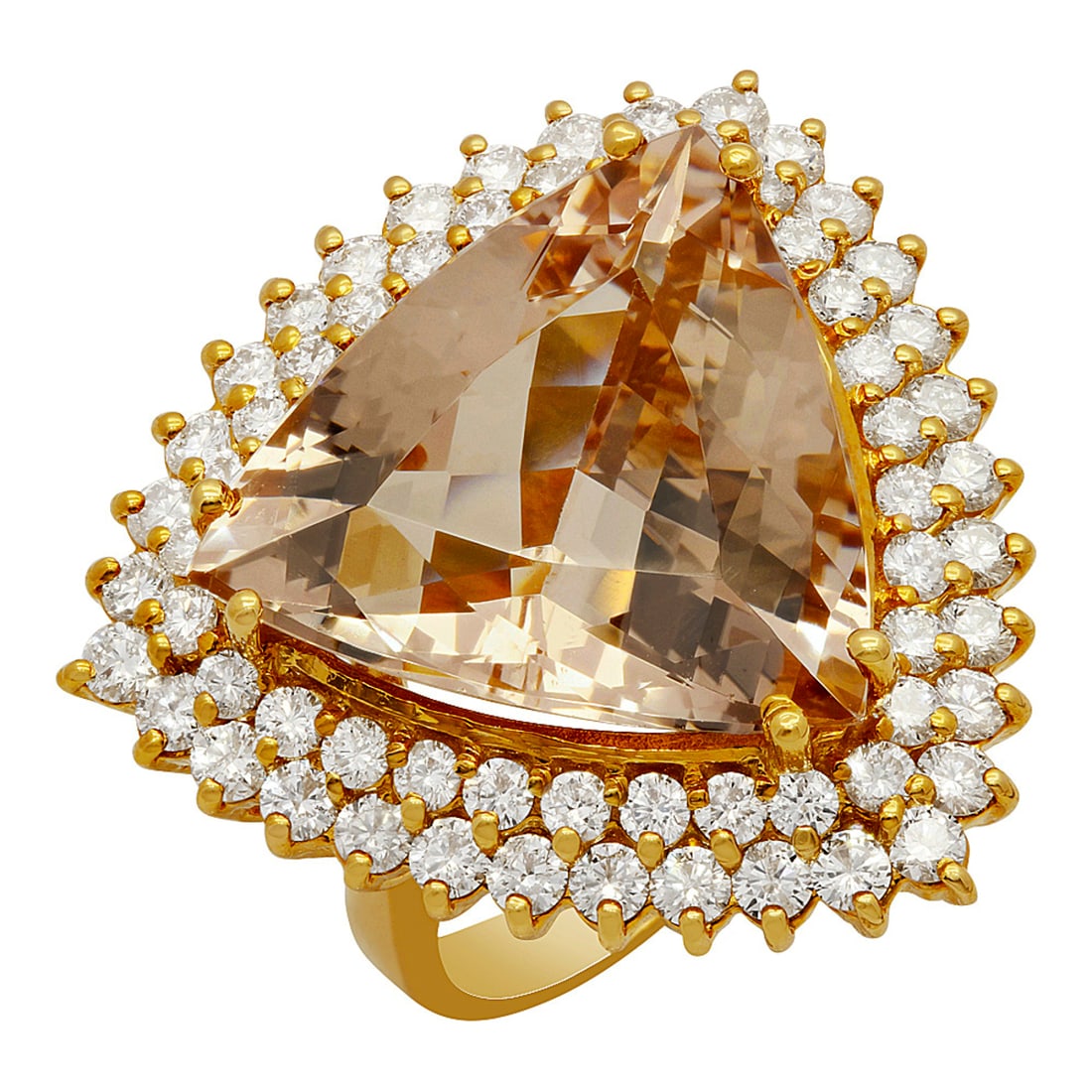 14k Yellow Gold 13.85ct Morganite 2.19ct Diamond Ring: Retail: $16,325.00 ****** 14k Yellow Gold 13.85ct Morganite 2.19ct Diamond Ring ****** Metal: 14K Yellow Gold / Total Item Weight: 12.60 grams / Country Made: United States / / Main Stone: Morganite