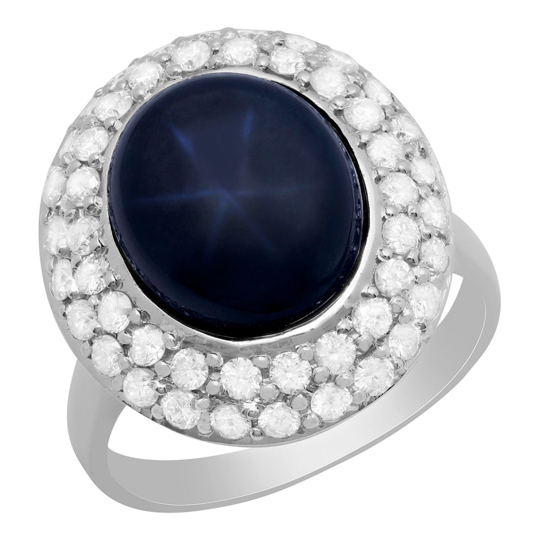 14k White Gold 8.68ct Sapphire 1.12ct Diamond Ring: Retail: $9,870.00 ****** 14k White Gold 8.68ct Sapphire 1.12ct Diamond Ring ****** Metal: 14K White Gold / Total Item Weight: 7.50 grams / Country Made: United States / / Main Stone: Sapphire / Color: