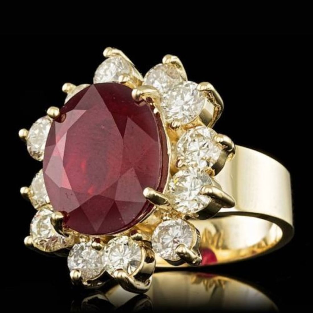 14K Yellow Gold 9.25ct Ruby and 3.17ct Diamond Ring - 2