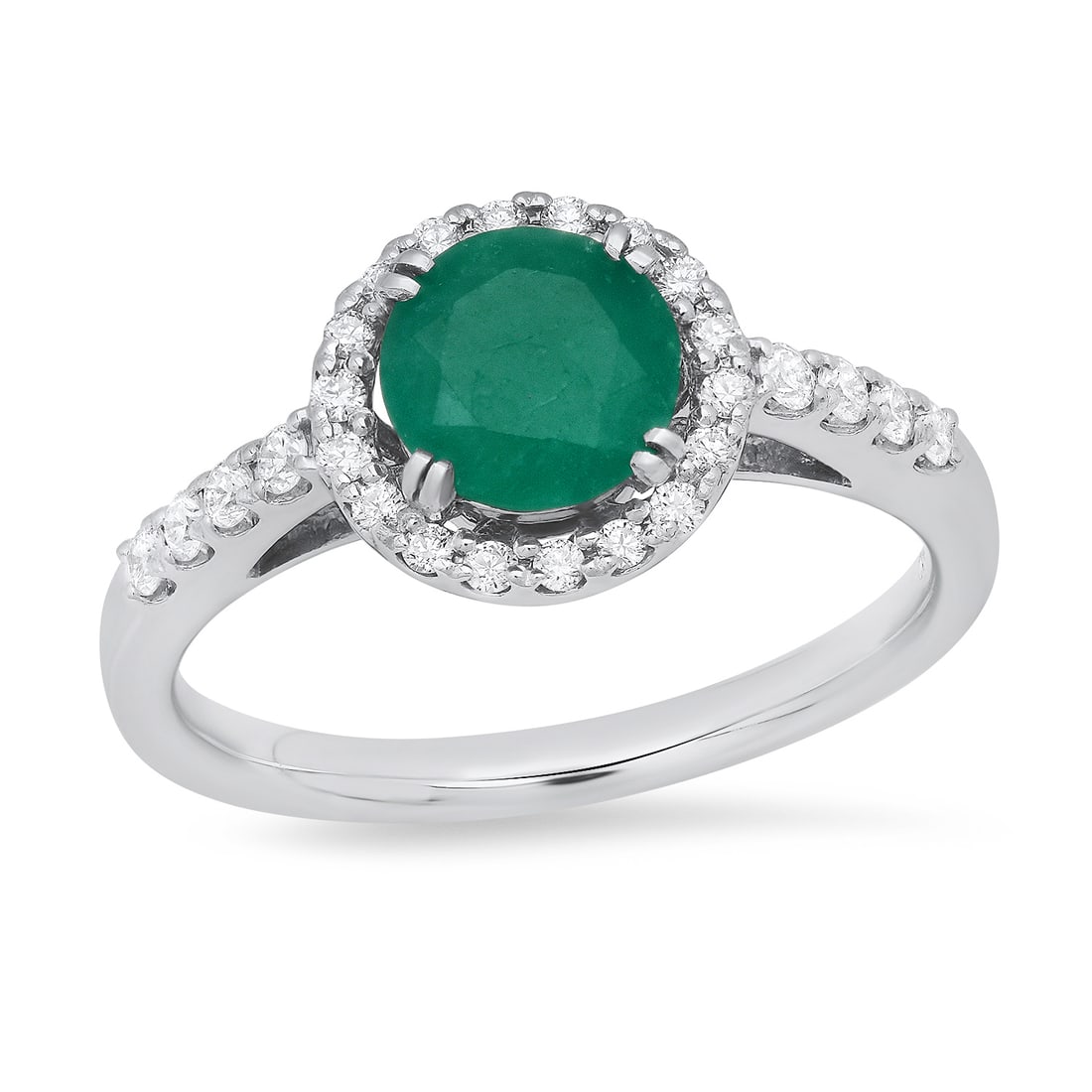 Platinum Setting with 1.00ct Emerald and 0.26ct Diamond Ladies Ring (1 of 5)