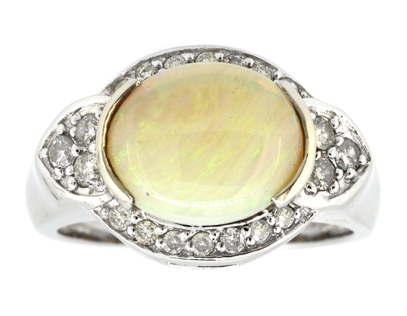 18K White Gold Ladies Ring with 2.38ct Opal and 0.35ct tw Adjacent Diamonds (1 of 5)