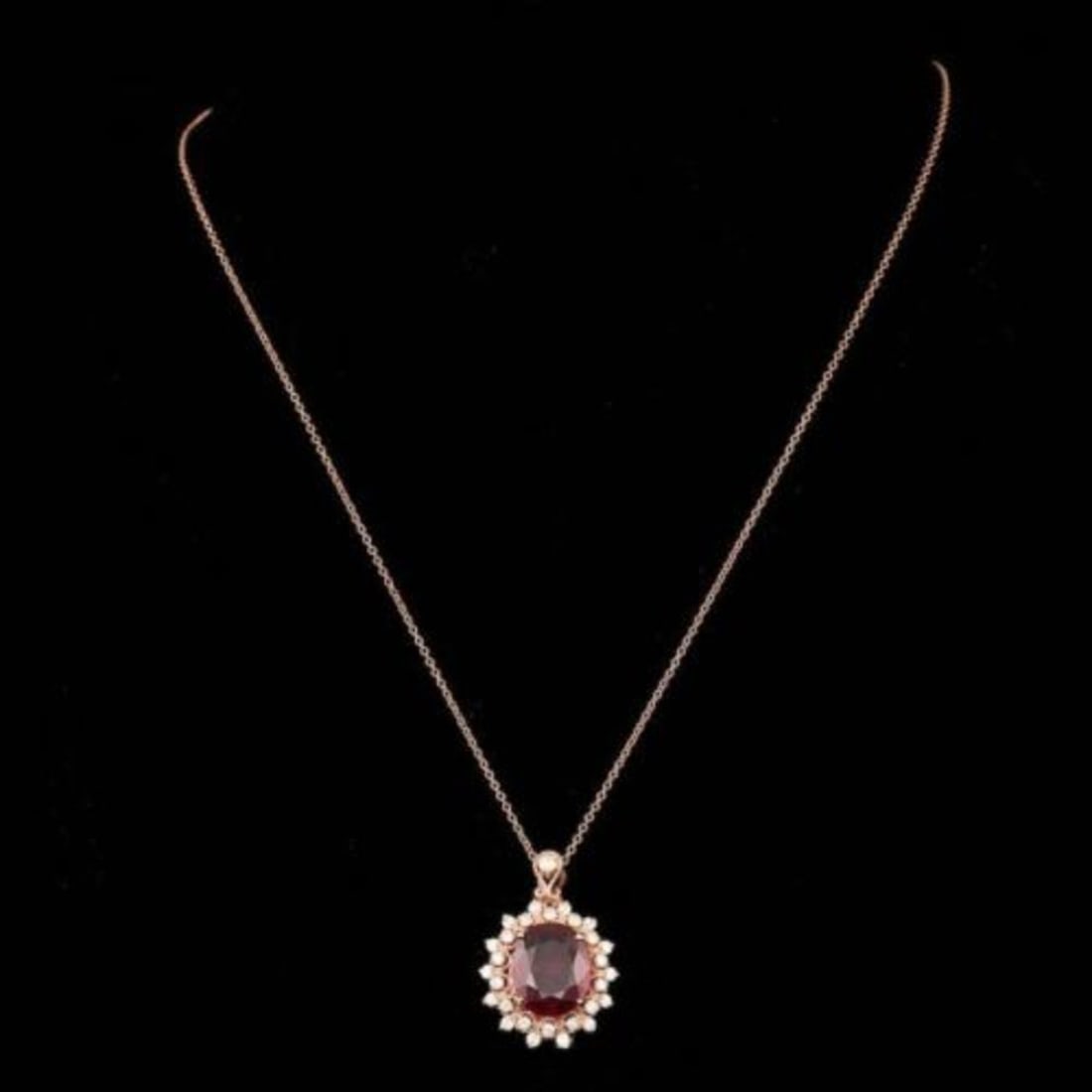 14K Gold 6.23ct Ruby 0.91ct Diamond Pendant - 2