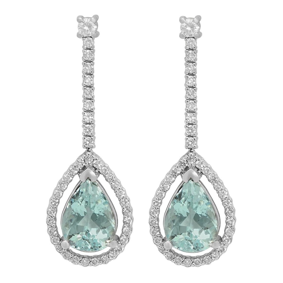 14k White Gold 6.95ct Aquamarine 0.88ct Diamond Earrings (1 of 4)