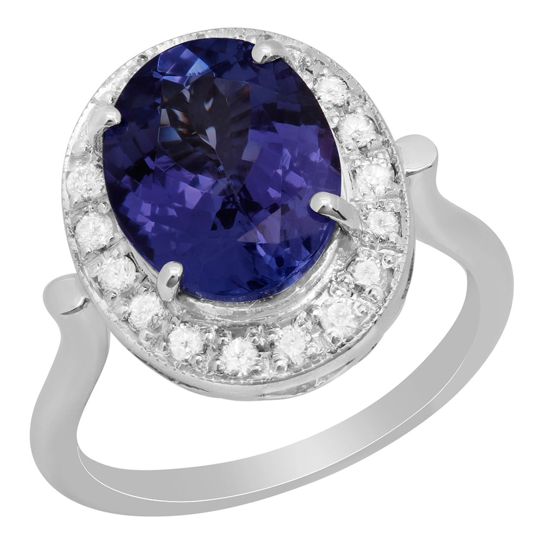 14k White Gold 4.74ct Tanzanite 0.42ct Diamond Ring: Retail: $9,650.00 ****** 14k White Gold 4.74ct Tanzanite 0.42ct Diamond Ring ****** Metal: 14K White Gold / Total Item Weight: 6.50 grams / Country Made: United States / / Main Stone: Tanzanite /