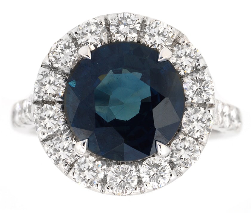 18K White Gold Ladies Ring with 4.52ct GIA Certified Sapphire and 1.28ct tw Adjacent Diamonds: Retail: $23,000.00 ****** 18K White Gold Ladies Ring with 4.52ct GIA Certified Sapphire and 1.28ct tw Adjacent Diamonds ****** Size: 6.5 / Metal: 18K White Gold / Total Item Weight: 7.8 Grams / Countr