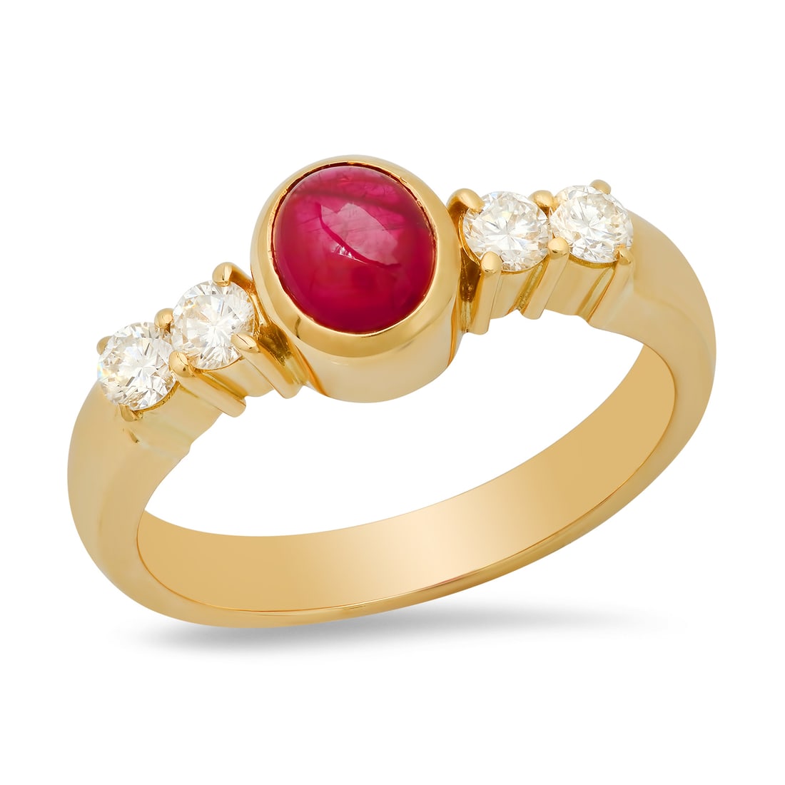 18K Yellow Gold Setting with 0.89ct Ruby and 0.30ct Diamond Ladies Ring: Retail: $6,090.00 ****** 18K Yellow Gold Setting with 0.89ct Ruby and 0.30ct Diamond Ladies Ring ****** Size: 6 (we offer free resizing to winning bidders) / Metal: 18K Yellow Gold / Total Item Weight