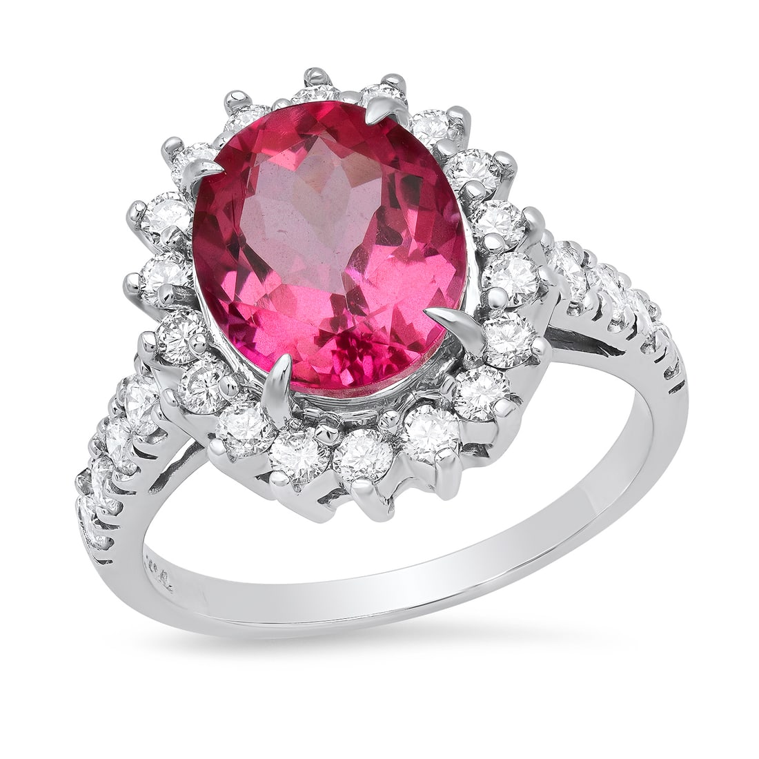 14K White Gold with 4.10ct Pink Topaz and 0.78ct Diamond Ladies Ring (1 of 5)