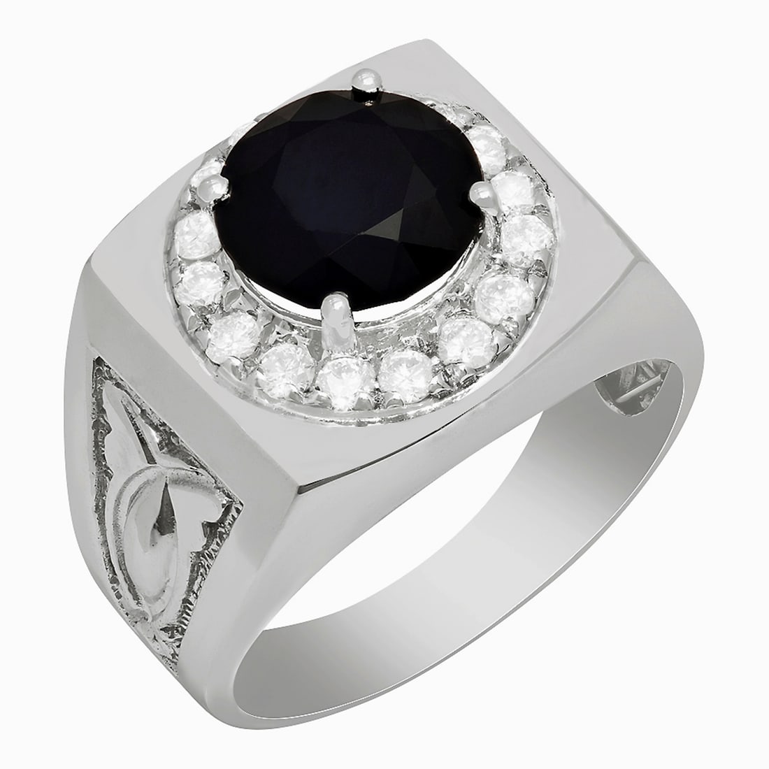 14k White Gold 4.51ct Sapphire 0.62ct Diamond Ring: Retail: $6,490.00 ****** 14k White Gold 4.51ct Sapphire 0.62ct Diamond Ring ****** Metal: 14K White Gold / Total Item Weight: 10.60 grams / Country Made: United States / / Main Stone: Sapphire / Color