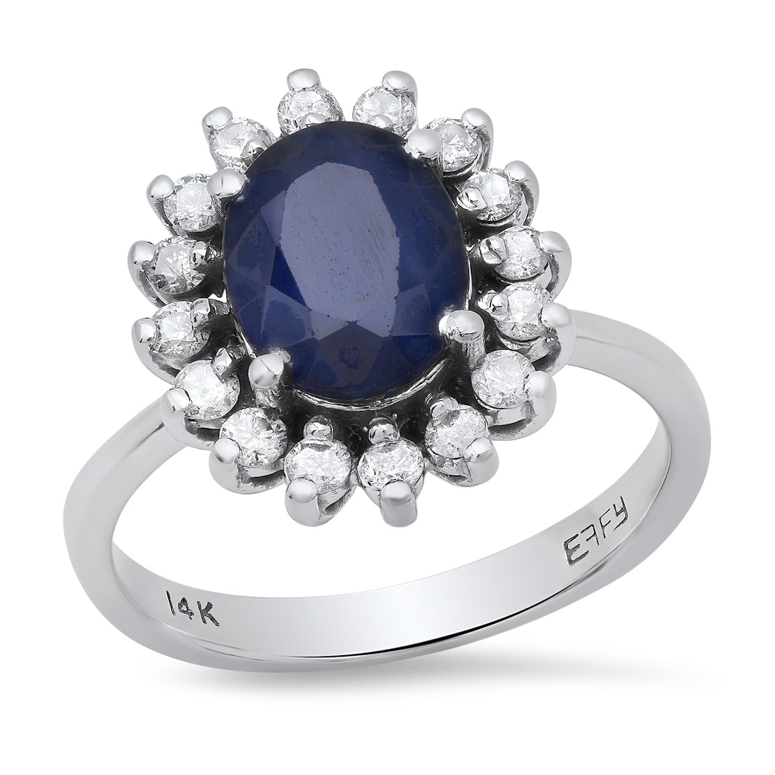 14K White Gold Setting with 2.5ct Sapphire and 0.40ct Diamond Ladies Ring: Retail: $2,040.00 ****** 14K White Gold Setting with 2.5ct Sapphire and 0.40ct Diamond Ladies Ring ****** Size: 6 / Metal: 14K White Gold / Total Item Weight: 4.0 Grams / Country Made: United States