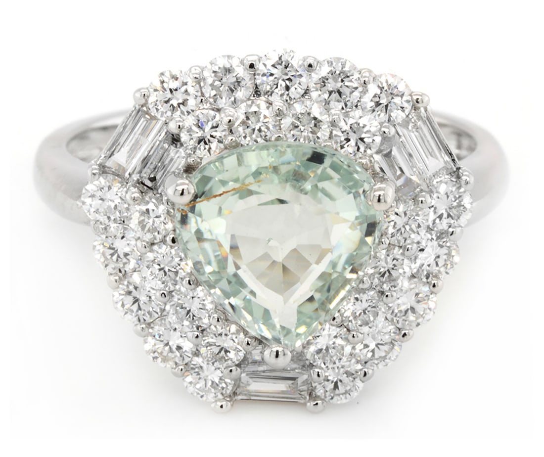 18K White Gold Ladies Ring with 2.52ct GIA Certified Sapphire and 1.21ct tw Adjacent Diamonds (1 of 4)