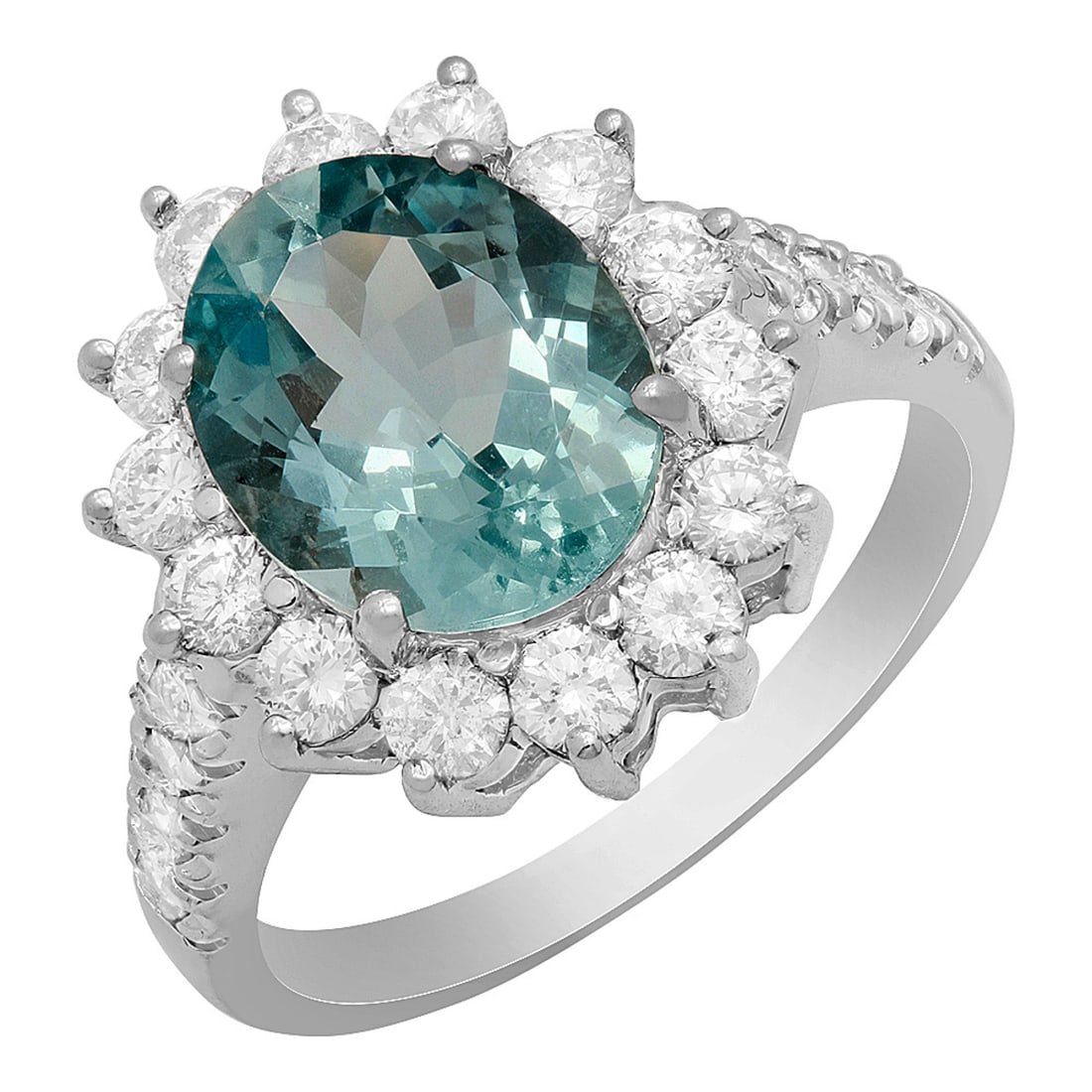 14k White Gold 2.71ct Aquamarine 1.20ct Diamond Ring (1 of 4)