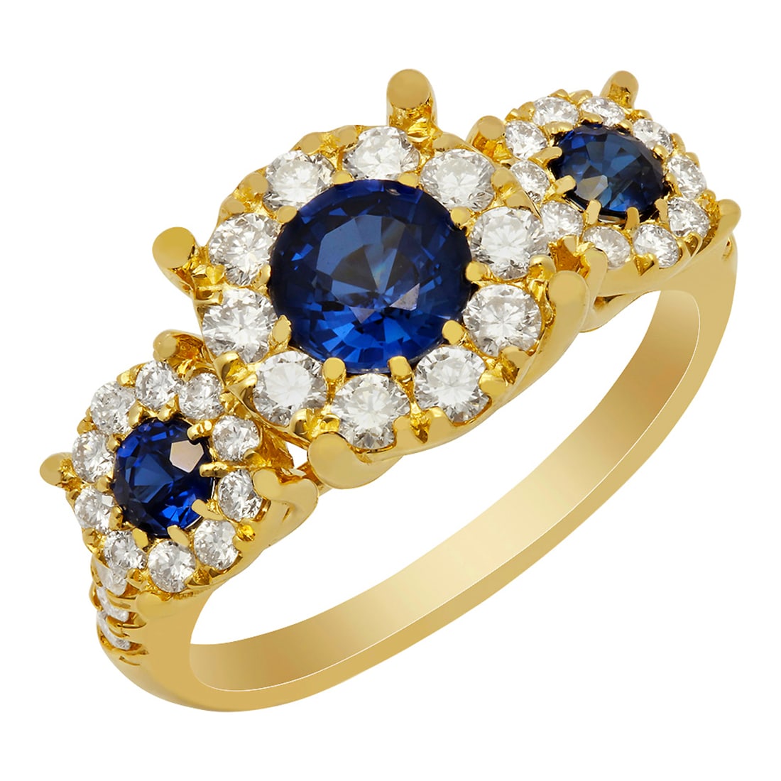 14k Yellow Gold 0.78ct Lab Created Sapphire 0.84ct Diamond Ring (1 of 4)