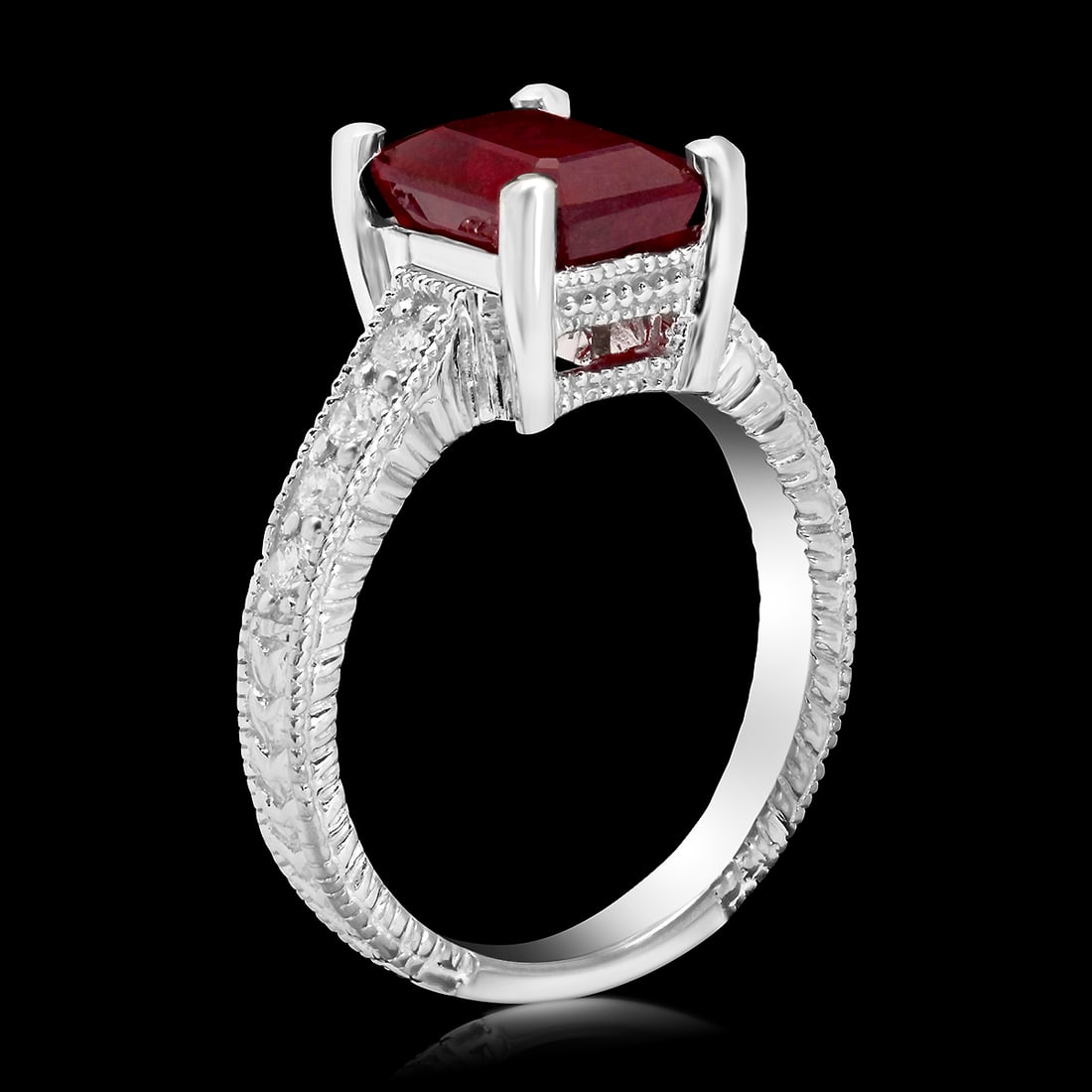 14k White Gold 5.90ct Ruby 0.32ct Diamond Ring - 2