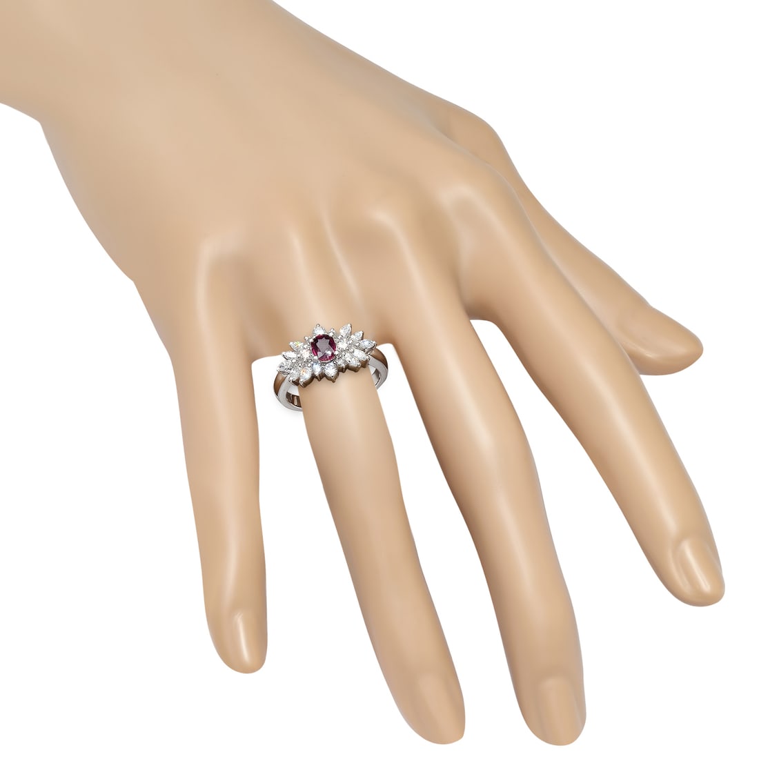 Platinum setting with .47ct Ruby and 0.79ct Diamond Ladies Ring - 4