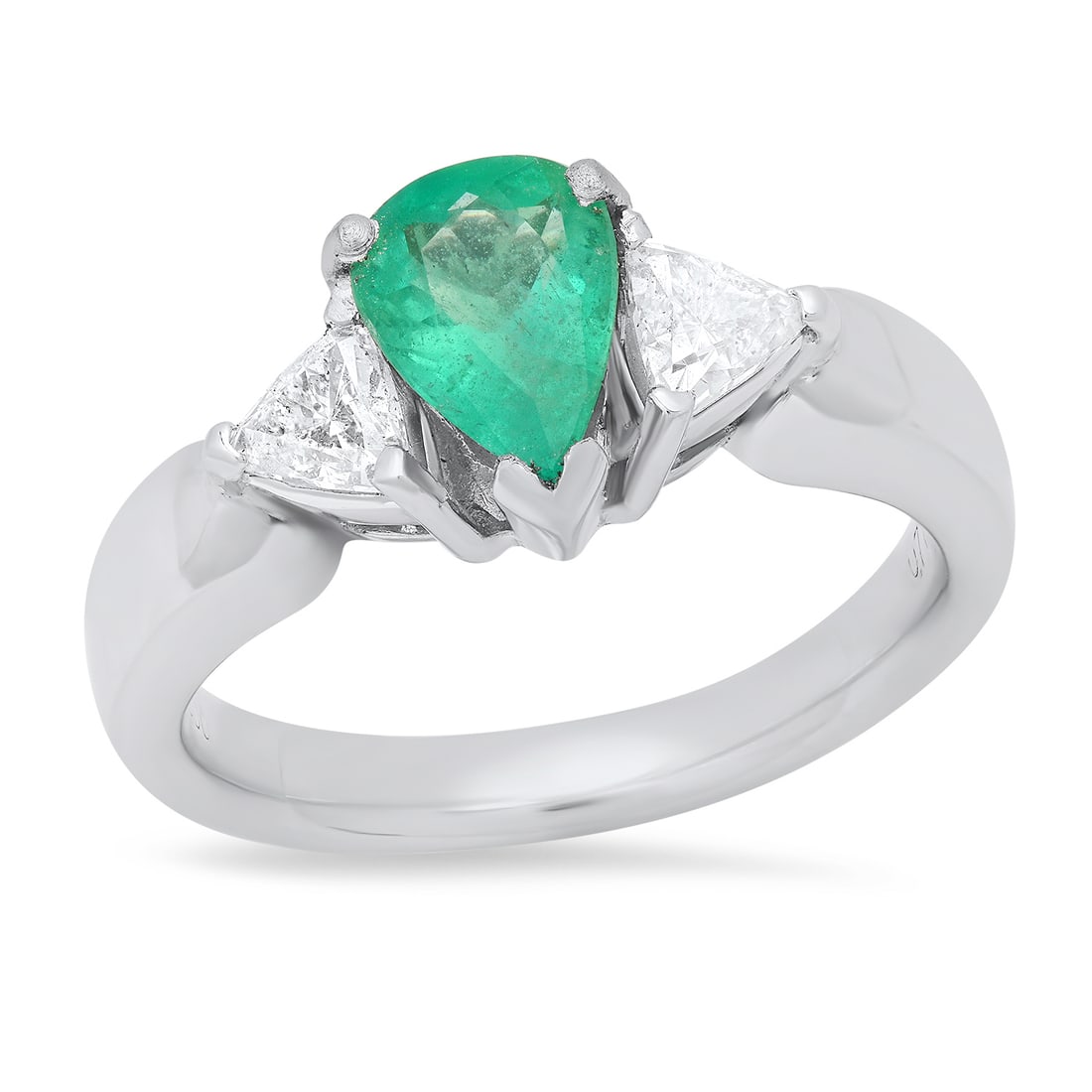 Platinum Setting with 0.98ct Emerald and 0.54ct Diamond Ring (1 of 5)