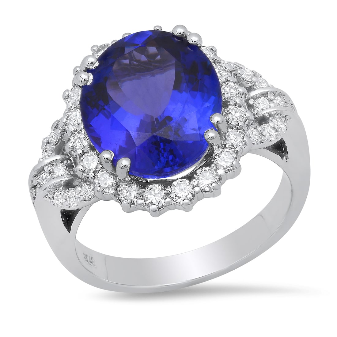 14K White Gold Setting with 6.53ct Tanzanite and 1.01ct Diamond Ladies Ring (1 of 5)