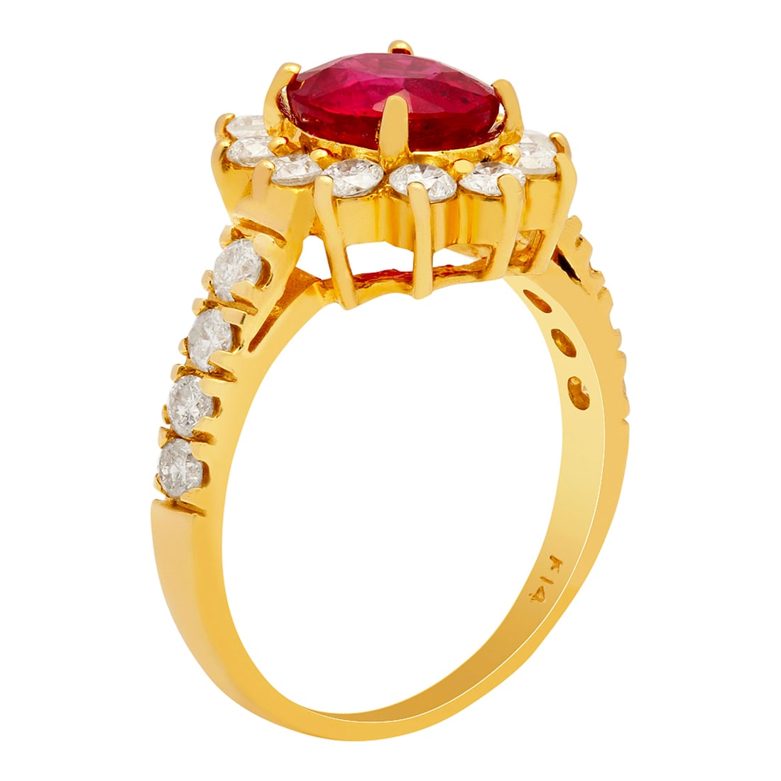 14k Yellow Gold 2.41ct Ruby 1.13ct Diamond Ring - 2