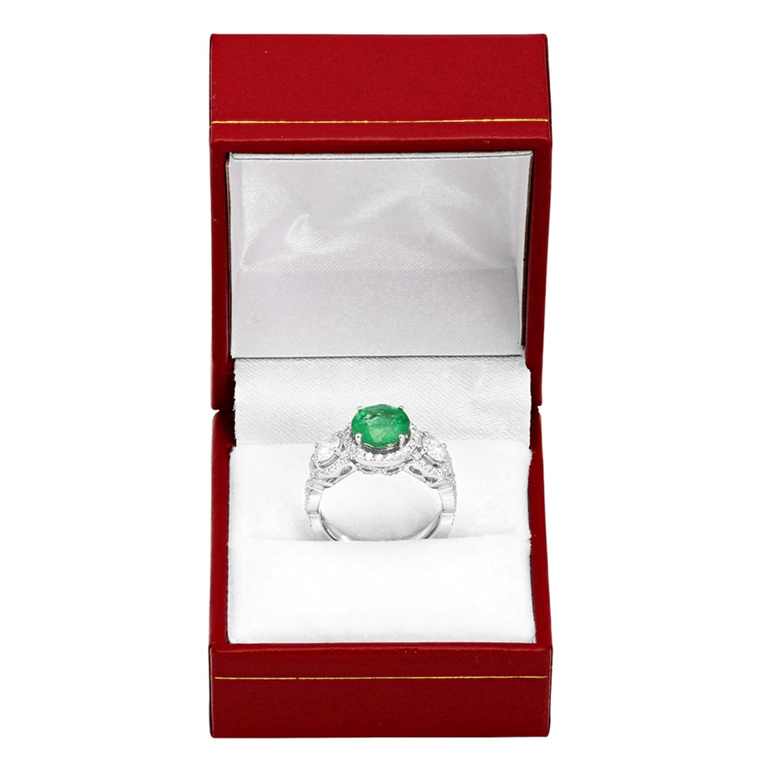 14k White Gold 1.77ct Emerald 1.66ct Diamond Ring - 3