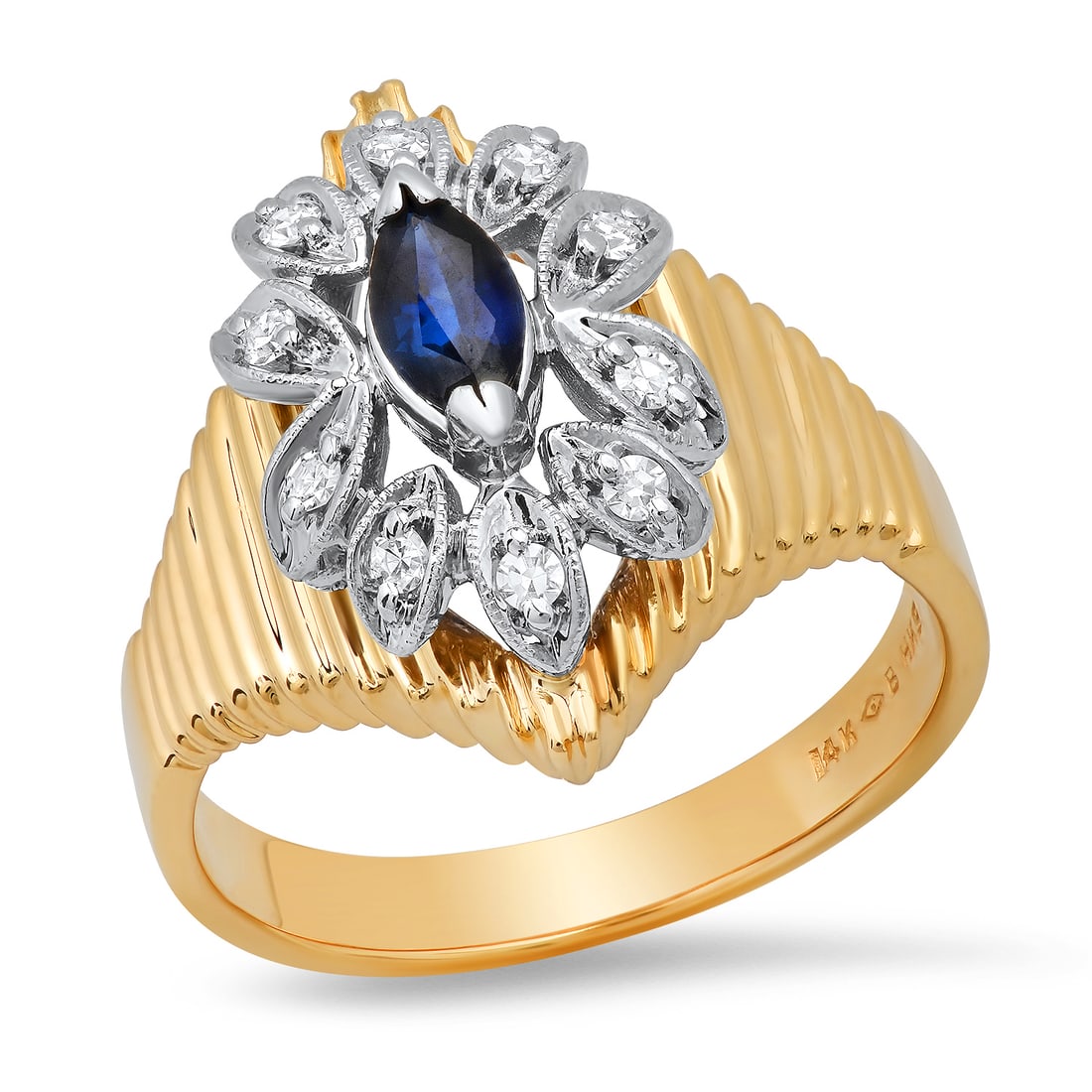 14K Yellow and White Gold Setting with 0.24ct Sapphire and 0.20ct Diamond Ladies Ring (1 of 5)