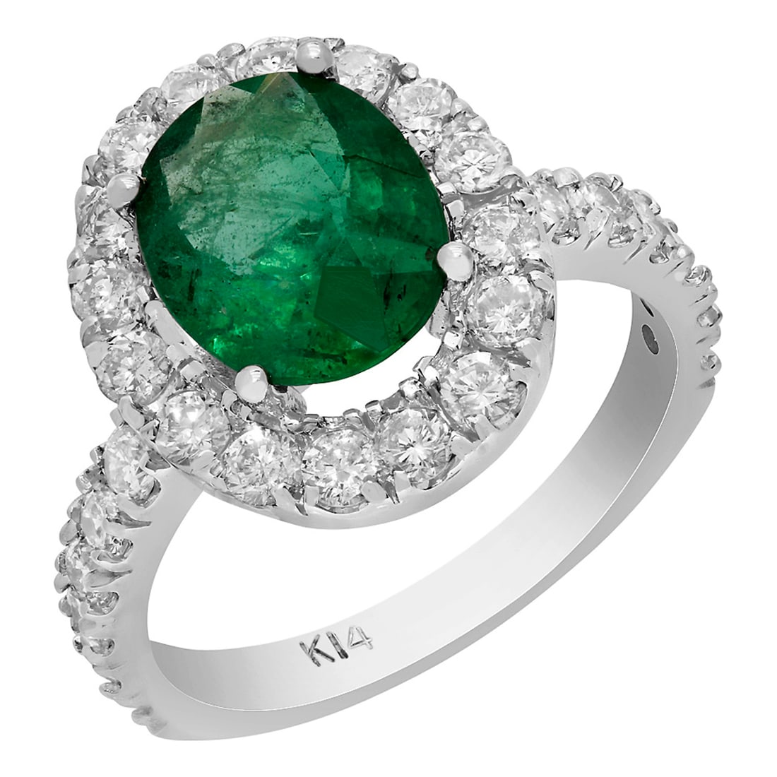 14k White Gold 1.96ct Emerald 1.23ct Diamond Ring: Retail: $7,480.00 ****** 14k White Gold 1.96ct Emerald 1.23ct Diamond Ring ****** Metal: 14K White Gold / Total Item Weight: 4.79 grams / Country Made: United States / / Main Stone: Emerald / Color: M