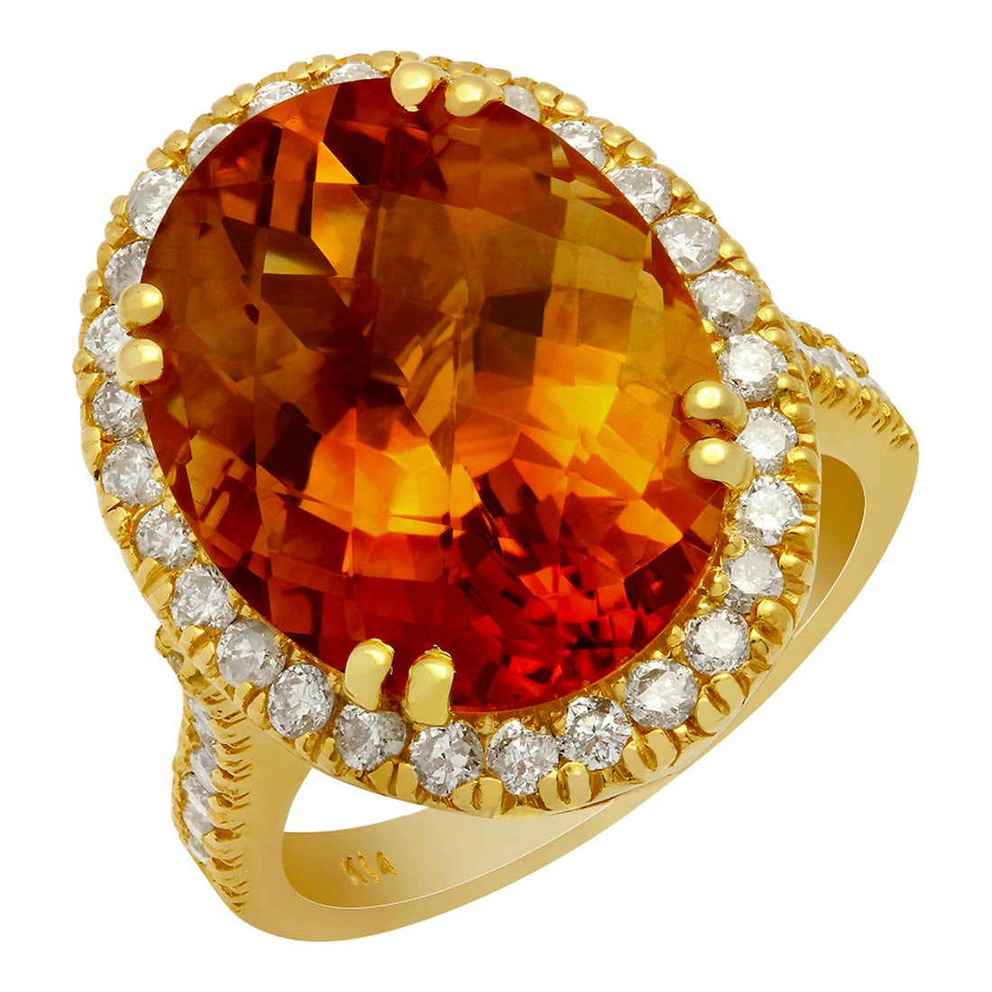 14k Yellow Gold 10.26ct Citrine 0.89ct Diamond Ring (1 of 5)