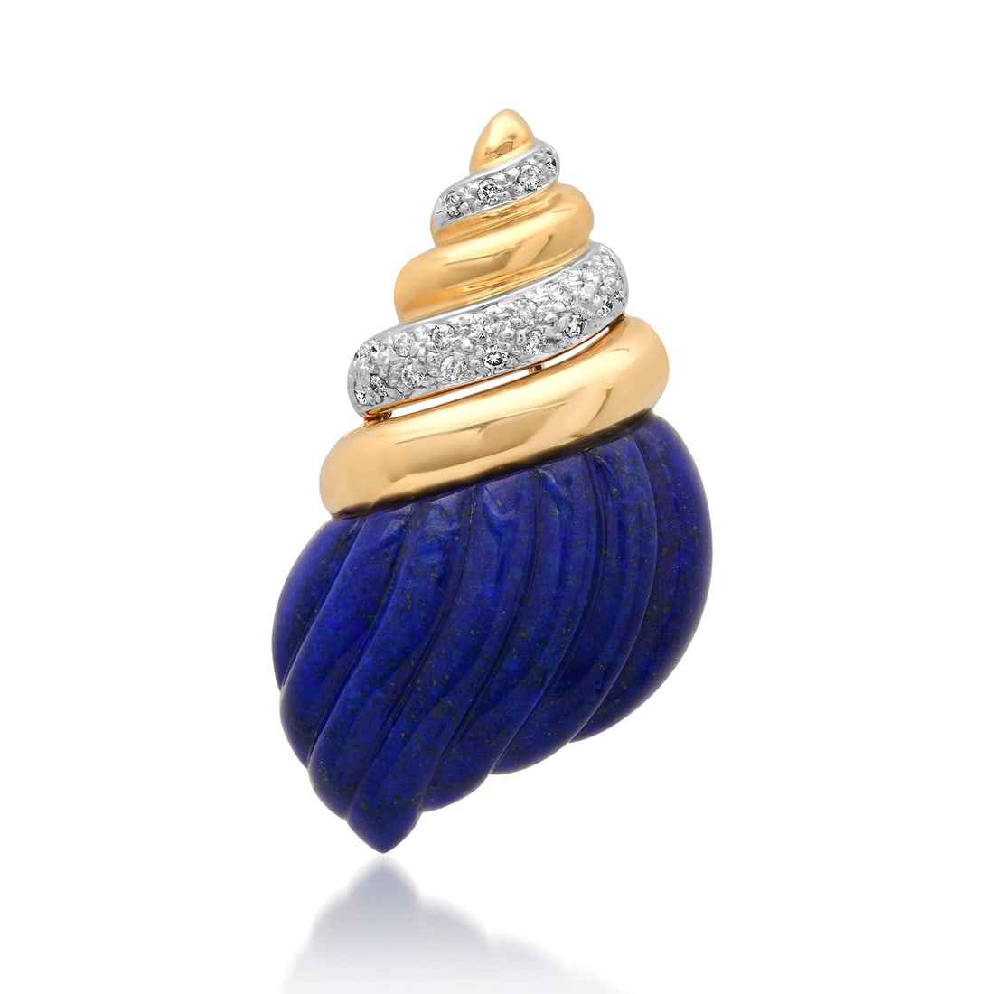 18K Yellow Gold Setting with Carved Lapis and .6ct Diamond Broach (1 of 2)