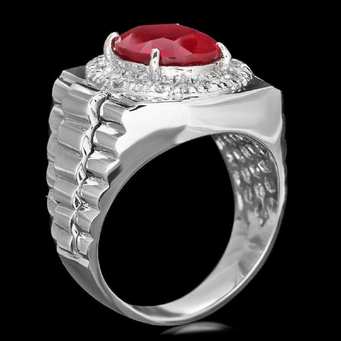 14K White Gold 6.73ct Ruby and 0.88ct Diamond Ring - 3