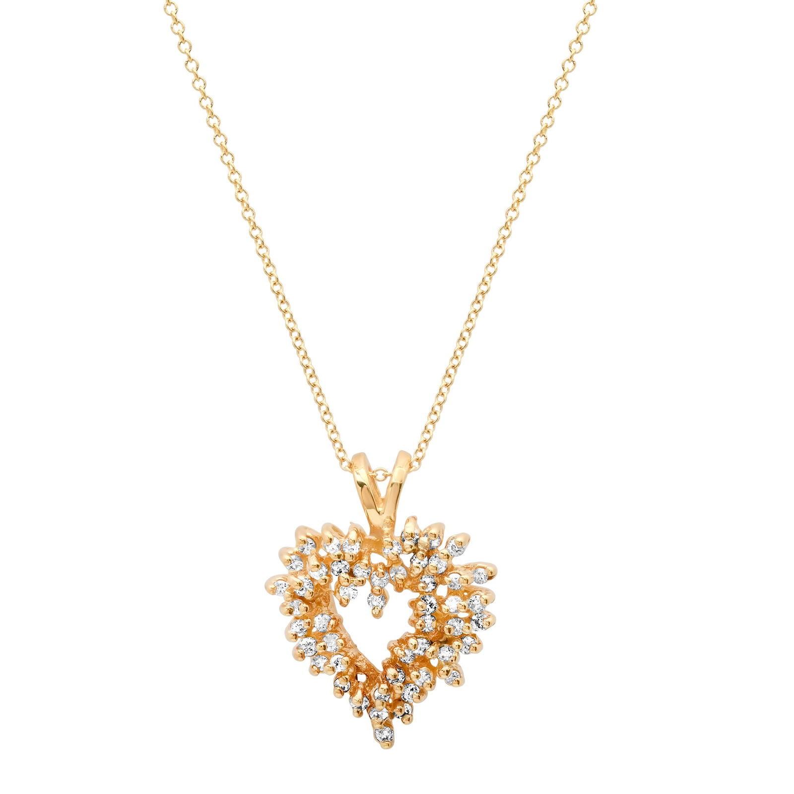 14K Yellow Gold Setting with 0.65ct Diamond Heart Pendant: Retail: $1,785.00 ****** 14K Yellow Gold Setting with 0.65ct Diamond Heart Pendant ****** Size: 18 / Metal: 14K Yellow Gold / Total Item Weight: 5.1 Grams / Country Made: United States / / Main Stone: