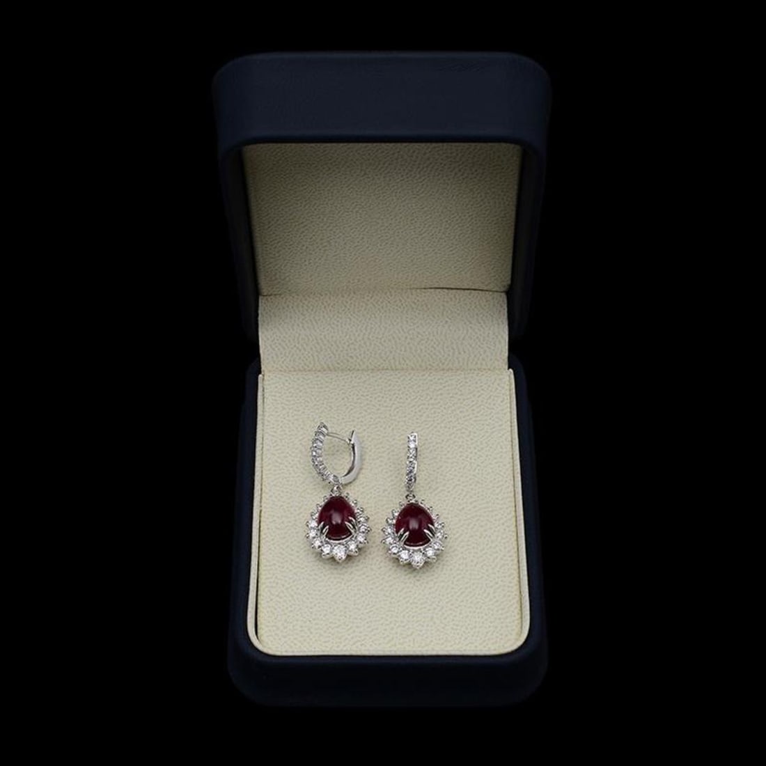14K Gold 11.08ct Ruby 2.39ct Diamond Earrings - 2