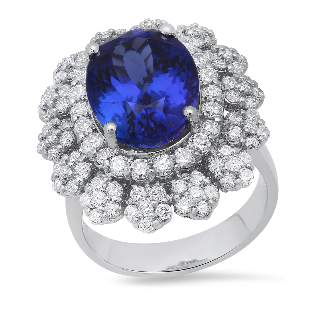 14K White Gold Setting with 7.54ct Tanzanite and 2.21ct Diamond Ladies Ring: Retail: $32,400.00 ****** 14K White Gold Setting with 7.54ct Tanzanite and 2.21ct Diamond Ladies Ring ****** Size: 7(we offer free resizing to winning bidders) / Metal: 14K White Gold / Total Item