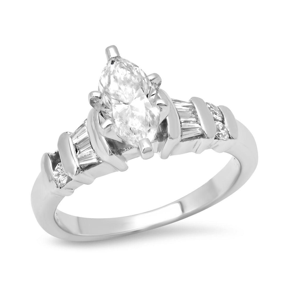 Platinum Setting with .68ct Center Diamond and 0.90tcw Diamond Ladies Ring (1 of 4)