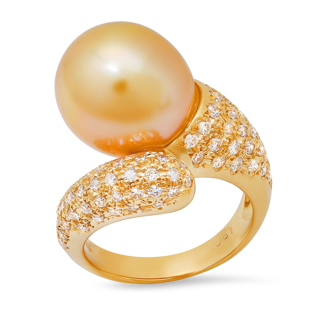 18K Yellow Gold Setting with 12mm South Sea Pearl and 0.81ct Diamond Ladies Ring: Retail: $7,425.00 ****** 18K Yellow Gold Setting with 12mm South Sea Pearl and 0.81ct Diamond Ladies Ring ****** Size: 6.5 (we offer free resizing to winning bidders) / Metal: 18K Yellow Gold / Total