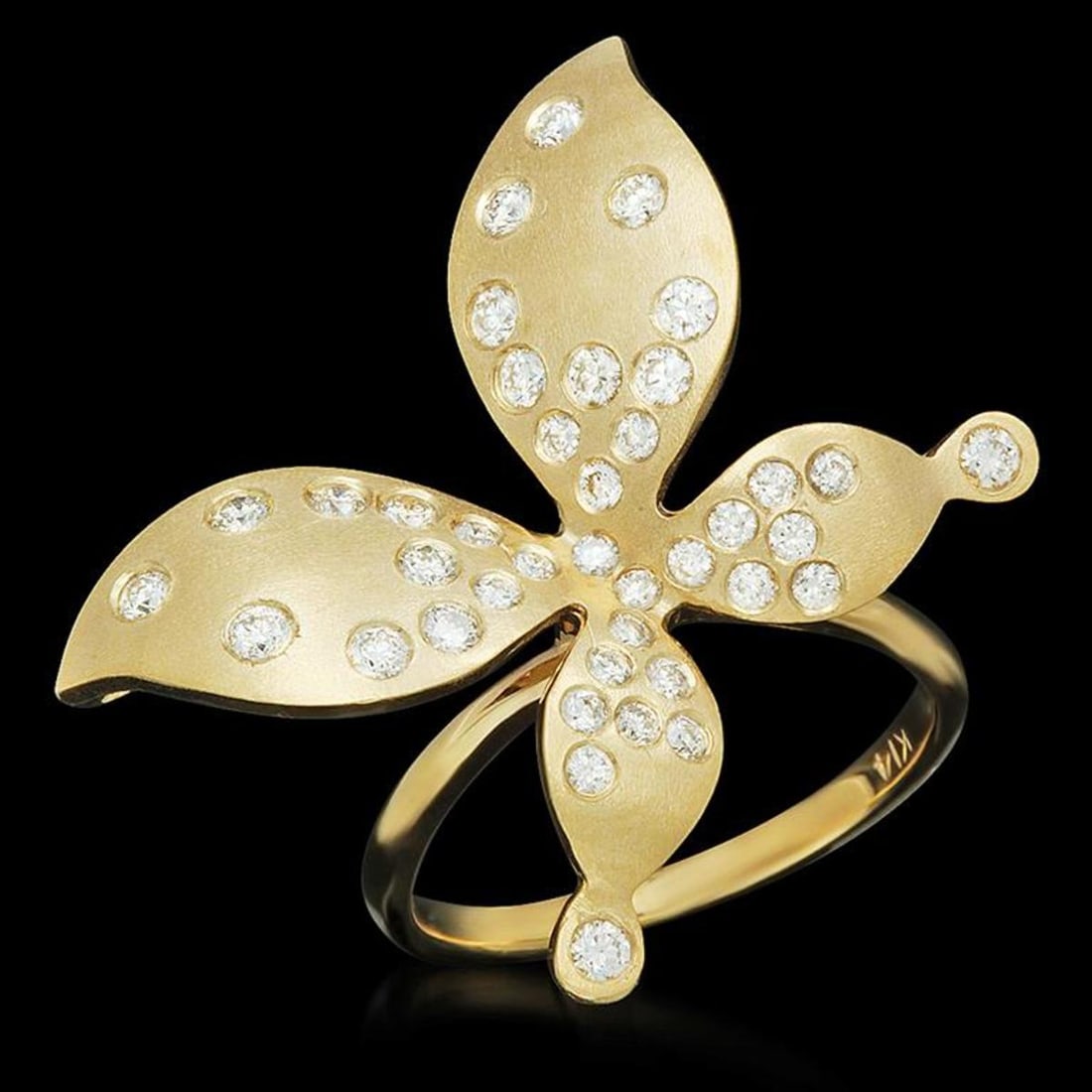 14K Yellow Gold 0.85ct Diamond Butterfly" Ring": Retail: $4,180.00 ****** 14K Yellow Gold 0.85ct Diamond Butterfly" Ring ****** Metal: 14K Yellow Gold / Total Item Weight: 6.6 Grams / Country Made: United States / / Main Stone: Diamond / Carat Total