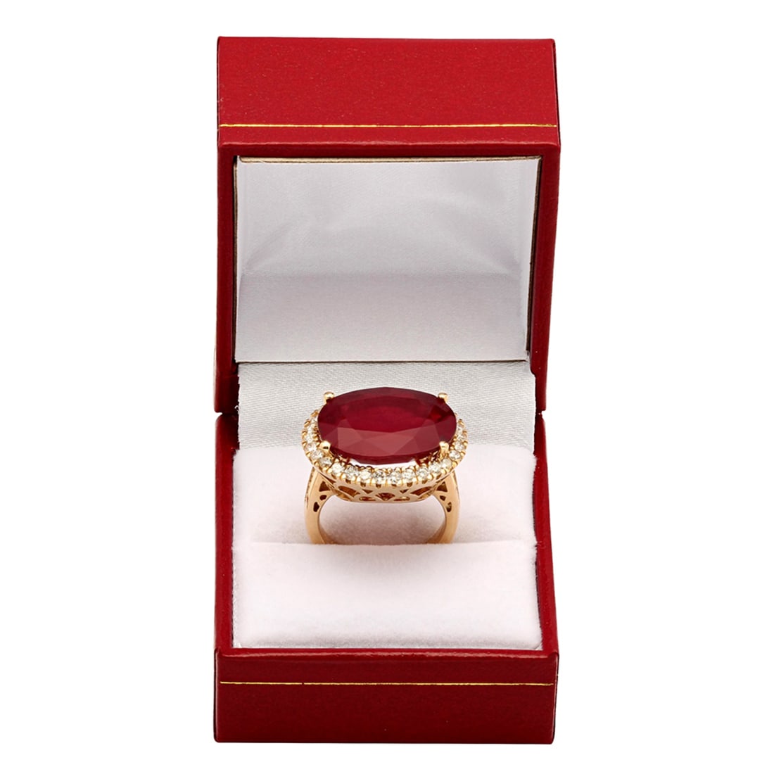 14k Yellow Gold 18.24ct Ruby 1.11ct Diamond Ring - 4