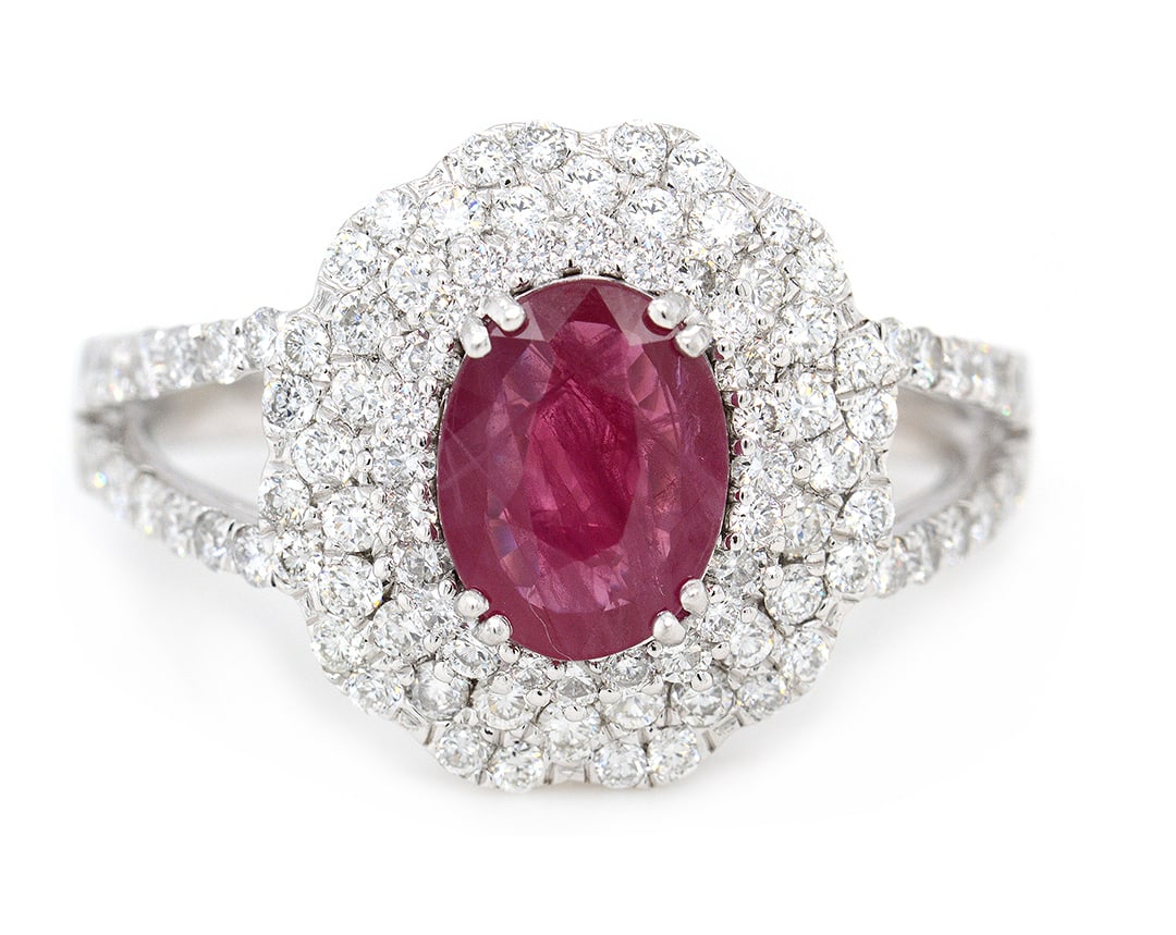Platinum Ladies Ring with 1.23ct GIA Certified Burmies Ruby and 0.94tcw Adjacent Diamonds: Retail: $15,000.00 ****** Platinum Ladies Ring with 1.23ct GIA Certified Burmies Ruby and 0.94tcw Adjacent Diamonds ****** Size: 6.5 / Metal: Platinum / Total Item Weight: 5.8 Grams / Country Made: