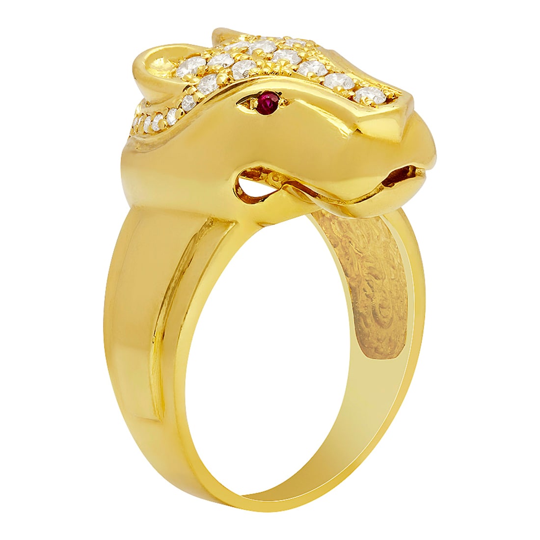 14k Yellow Gold 0.05ct Ruby 1.07ct Diamond Ring - 2