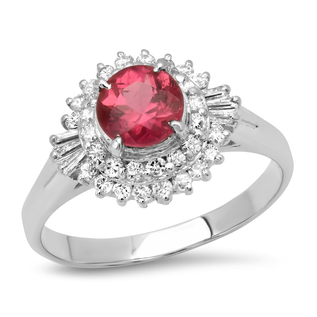 Platinum Setting with 0.90ct Tourmaline and 0.88ct Diamond Ladies Ring: Retail: $5,250.00 ****** Platinum Setting with 0.90ct Tourmaline and 0.88ct Diamond Ladies Ring ****** Size: 8(we offer free resizing to winning bidders) / Metal: Platinum / Total Item Weight: 5.4 Gra