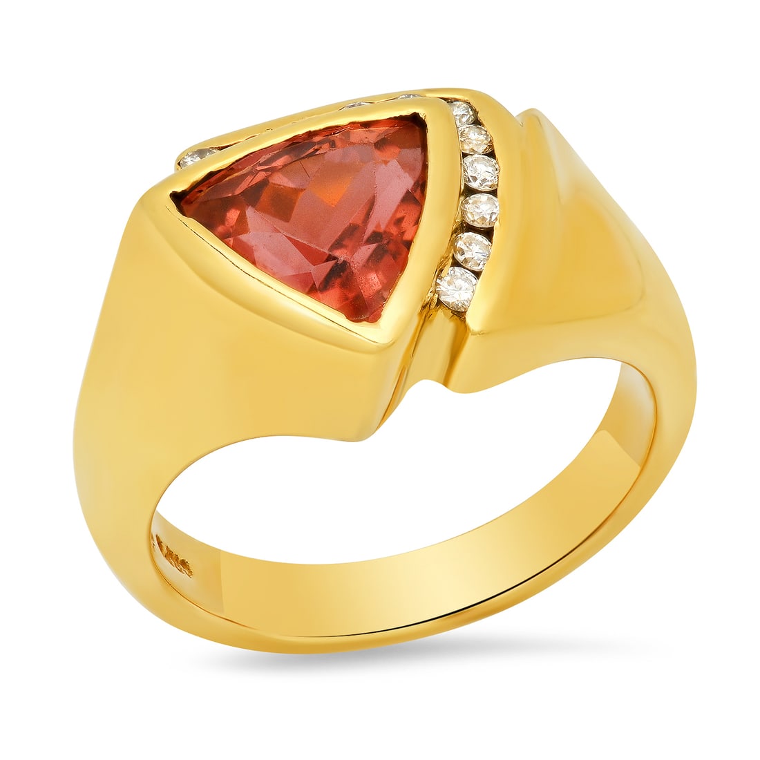 18K Yellow Gold Setting with 2.0ct Tourmaline and 0.25ct Diamond Ring: Retail: $4,190.00 ****** 18K Yellow Gold Setting with 2.0ct Tourmaline and 0.25ct Diamond Ring ****** Size: 6.25(we offer free resizing to winning bidders) / Metal: 18K Yellow Gold / Total Item Weight