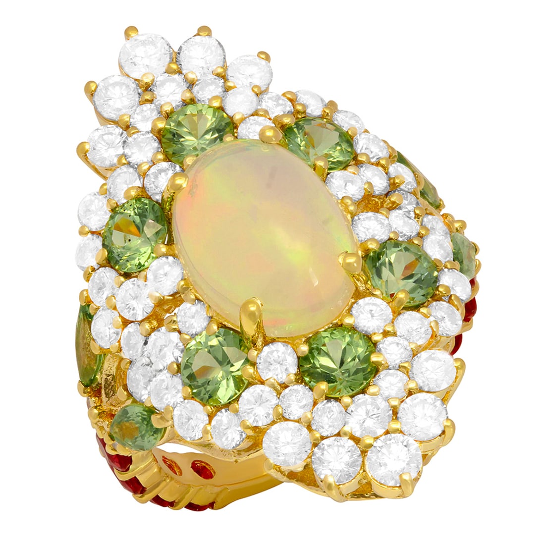 14k Yellow Gold 2.65ct White Opal 2.89ct Sapphire 2.52ct Diamond Ring: Retail: $19,100.00 ****** 14k Yellow Gold 2.65ct White Opal 2.89ct Sapphire 2.52ct Diamond Ring ****** Metal: 14K Yellow Gold / Total Item Weight: 8.39 grams / Country Made: United States / / Main Sto