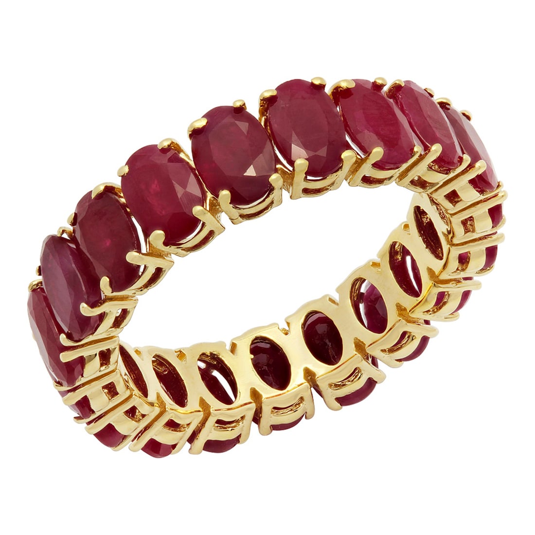 14k Yellow Gold 10.47ct Ruby Eternity Band Ring: Retail: $5,100.00 ****** 14k Yellow Gold 10.47ct Ruby Eternity Band Ring ****** Metal: 14K Yellow Gold / Total Item Weight: 5.80 grams / Country Made: United States / / Main Stone: Ruby / Color: Inten