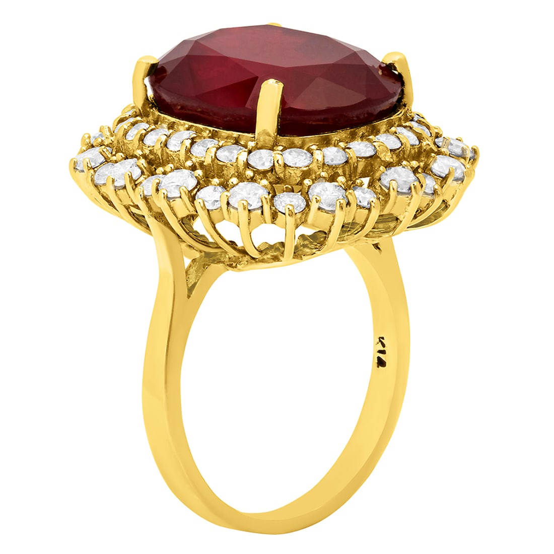 14k Yellow Gold 17.15ct Ruby 2.13ct Diamond Ring - 2