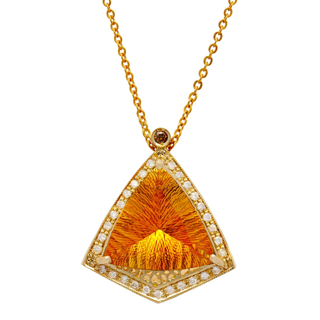 14k Yellow Gold 13.60ct Citrine 0.43ct & 0.05ct Diamond Pendant: Retail: $4,225.00 ****** 14k Yellow Gold 13.60ct Citrine 0.43ct & 0.05ct Diamond Pendant ****** Metal: 14K Yellow Gold / Total Item Weight: 8.40 grams / Country Made: United States / / Main Stone: Cit