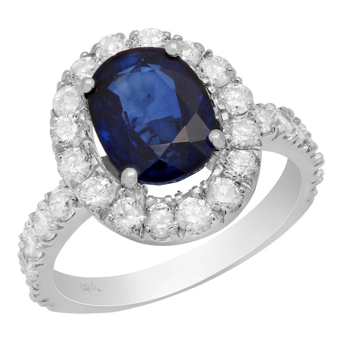 14k White Gold 3.31ct Sapphire 1.45ct Diamond Ring (1 of 4)