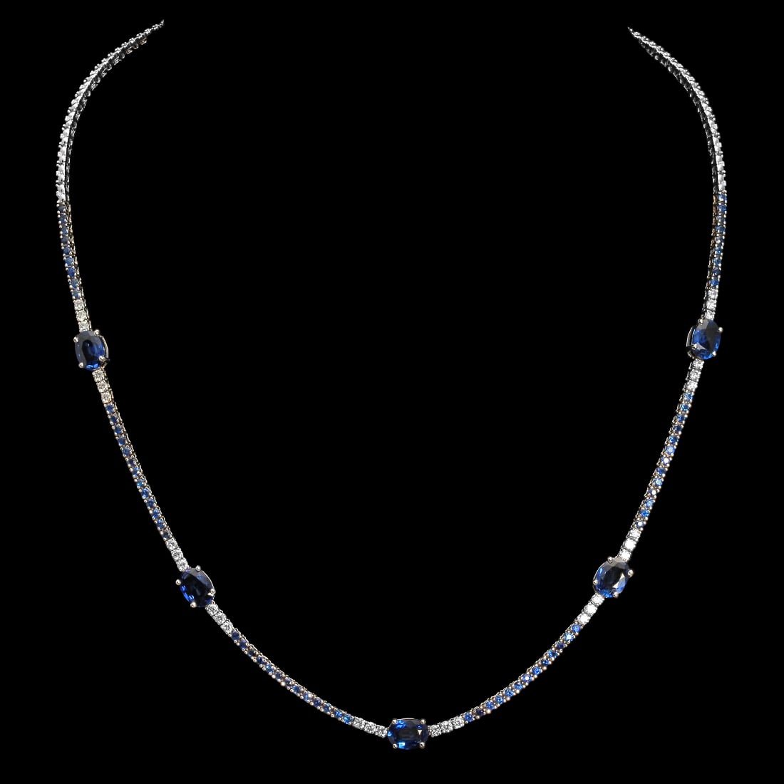 14K White Gold Sapphire & Diamond Necklace: Retail: $8,760.00 ****** 14K White Gold Sapphire & Diamond Necklace ****** Metal: 14K Solid White Gold / Total Item Weight: 13.9 Grams / Country Made: United States / / Main Stone: Sapphire / Color: B