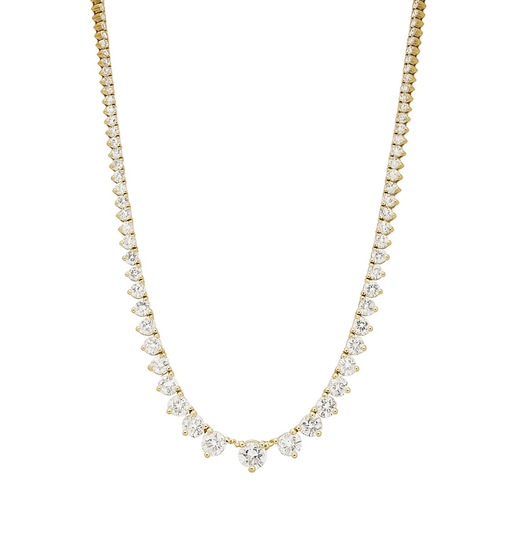 14K Yelllow Gold Ladies Necklace with 11.92tcw Diamonds: Retail: $47,600.00 ****** 14K Yelllow Gold Ladies Necklace with 11.92tcw Diamonds ****** Size: 17.25 / Metal: 14K Yellow Gold / Total Item Weight: 19.4 Grams / Country Made: United States / / Main