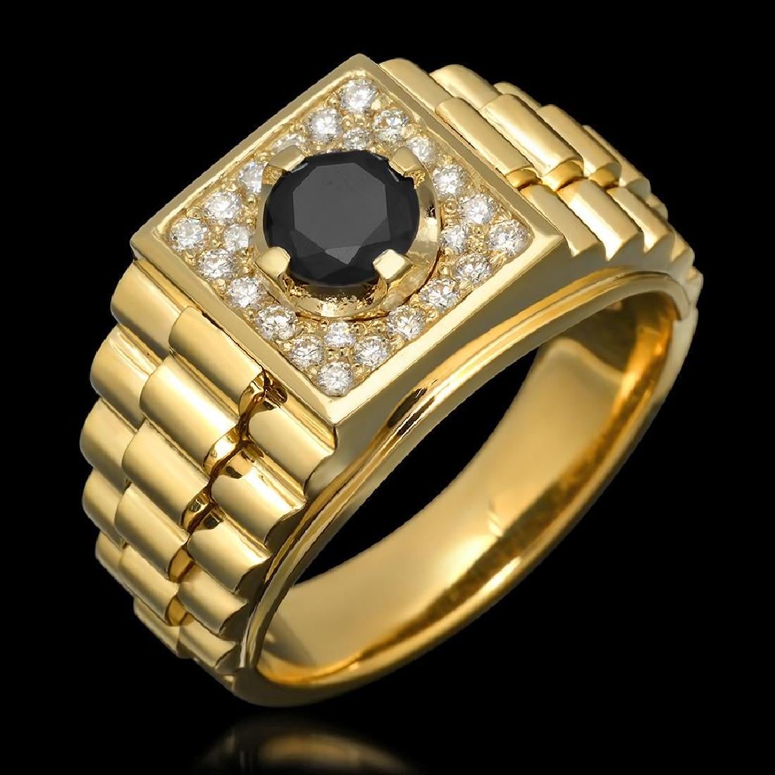 14K Yellow Gold 1.01ct Mens Diamond Ring: Retail: $6,933.00 ****** 14K Yellow Gold 1.01ct Mens Diamond Ring ****** Metal: 14K Yellow Gold / Total Item Weight: 12.5 Grams / Country Made: United States / / Main Stone: Fancy Black Diamond / Colo