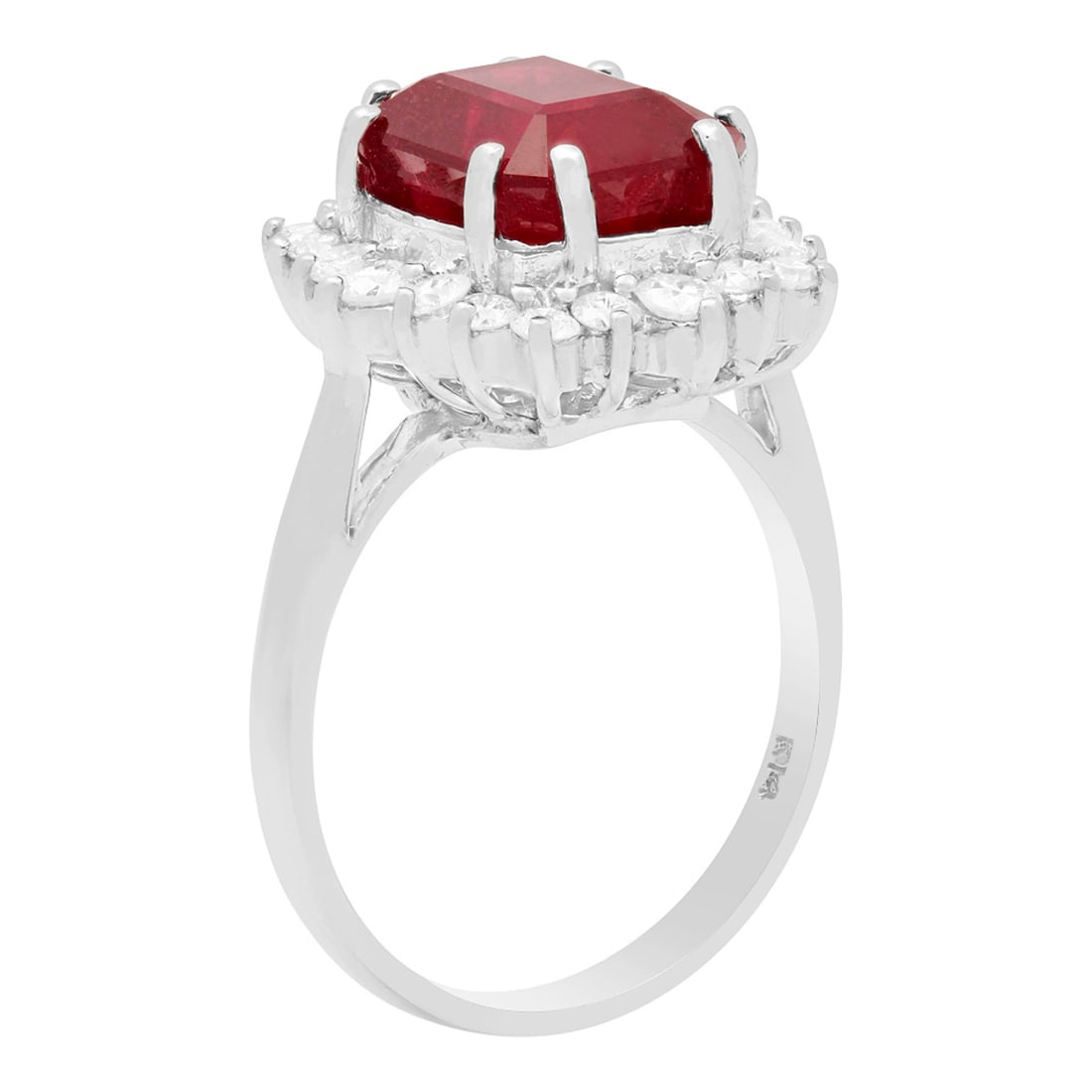 14k White Gold 6.14ct Ruby 0.75ct Diamond Ring - 2