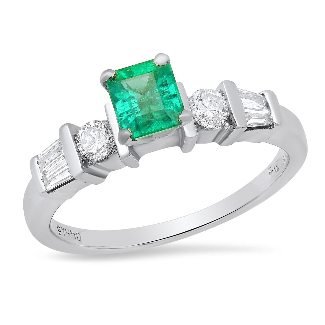 Platinum Setting with 0.43ct Emerald and 0.44ct Diamond Ladies Ring: Retail: $3,820.00 ****** Platinum Setting with 0.43ct Emerald and 0.44ct Diamond Ladies Ring ****** Size: 6.5 (we offer free resizing to winning bidders) / Metal: Platinum / Total Item Weight: 5.2 Gra