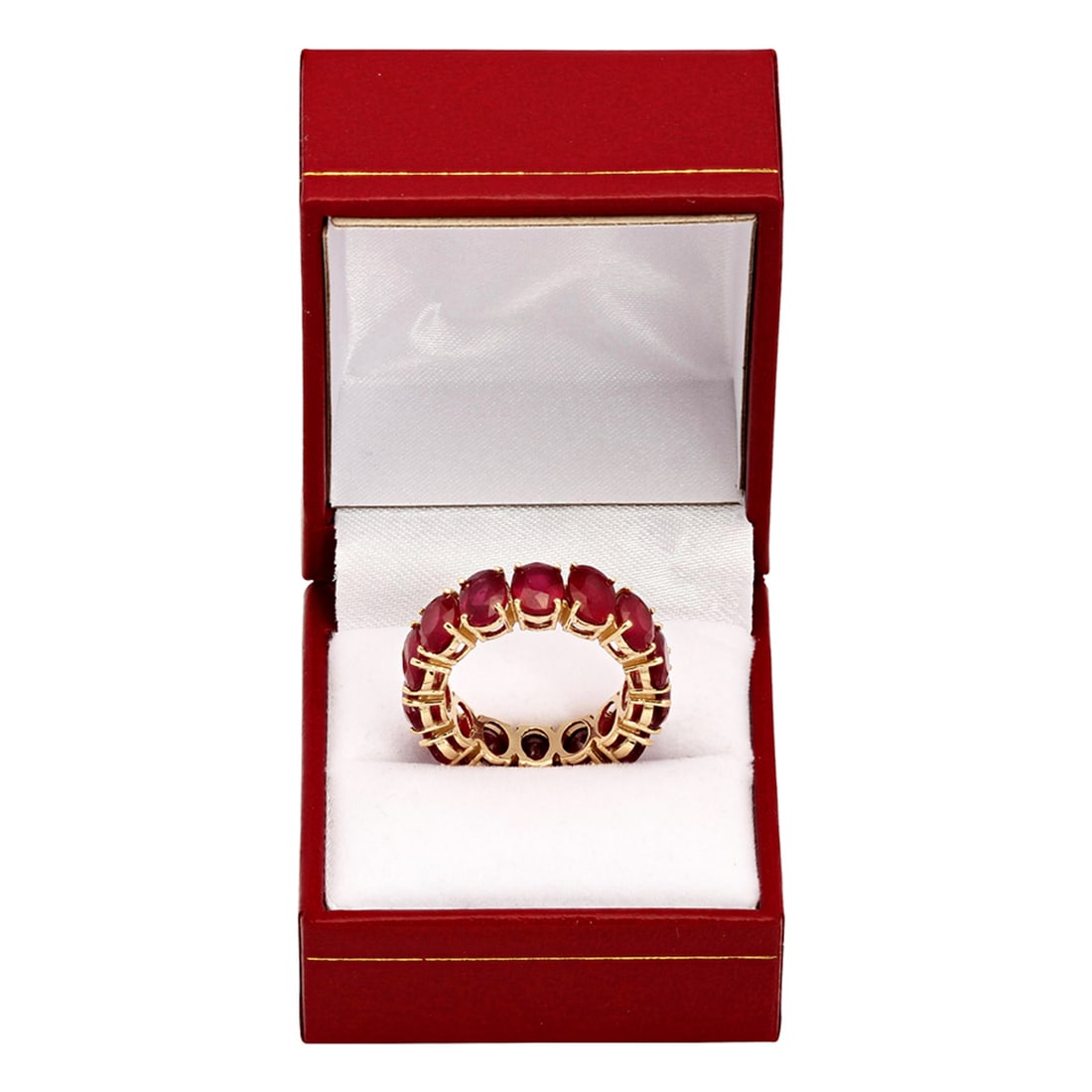 14K Gold 13.30ct Ruby Eternity Band Ring - 3