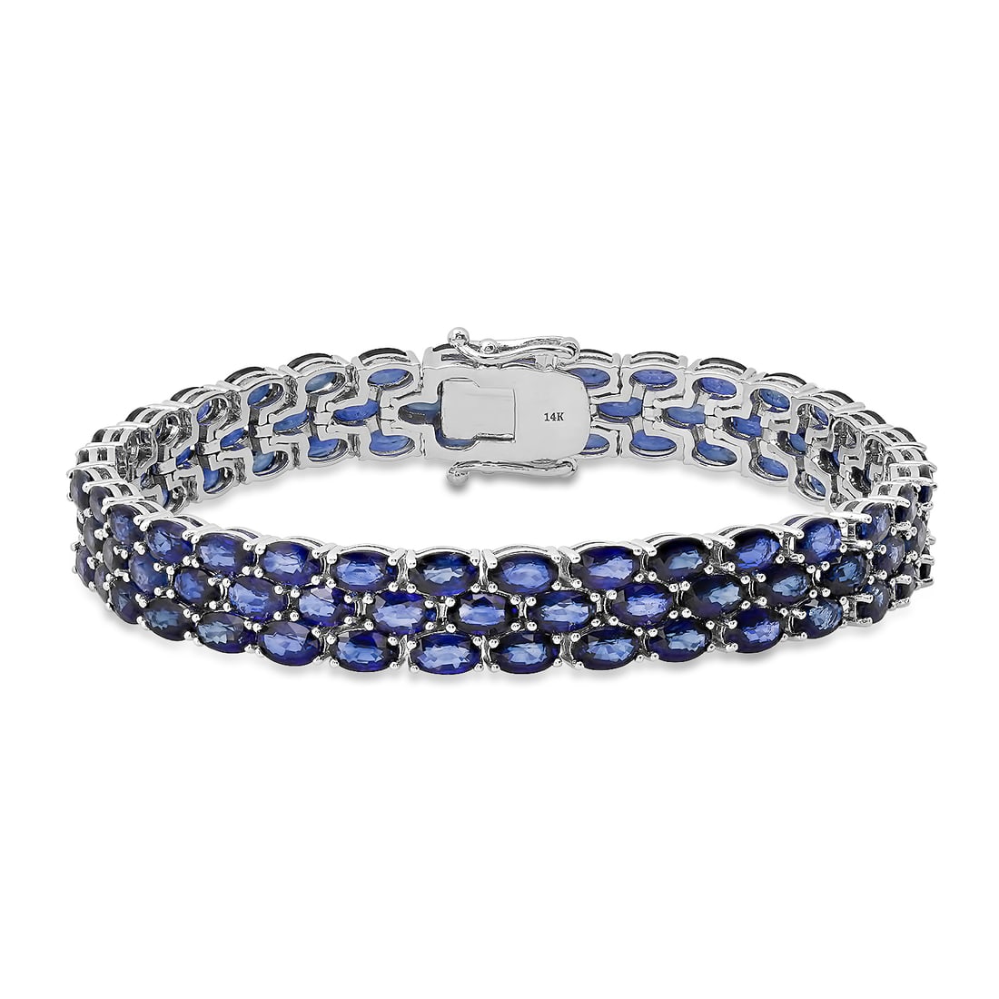 14K White Gold Setting with 27.92ct Sapphire Bracelet: Retail: $21,600.00 ****** 14K White Gold Setting with 27.92ct Sapphire Bracelet ****** Size: 7 / Metal: 14K White Gold / Total Item Weight: 24 Grams / Country Made: United States / / Main Stone: